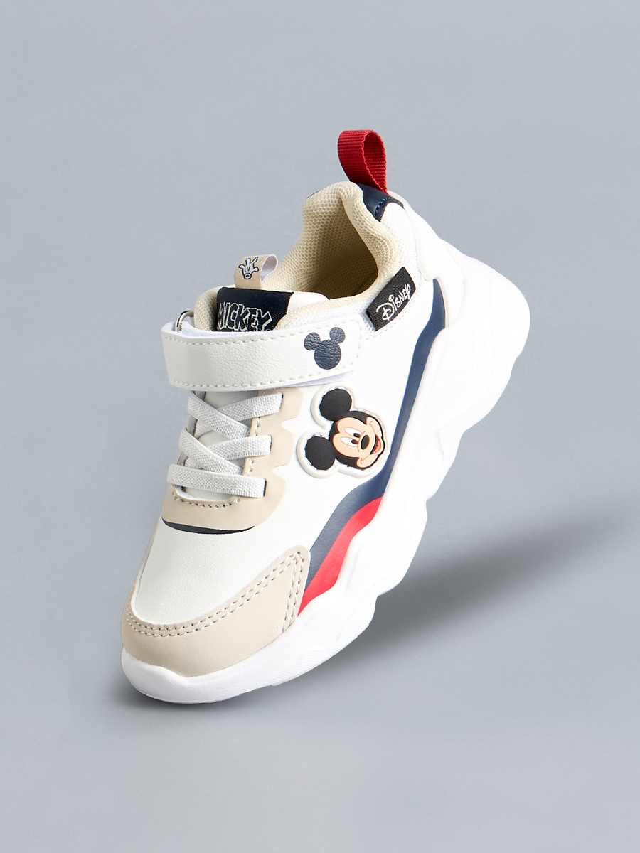 Mickey Mouse Applique Sneakers with Hook and Loop Closure