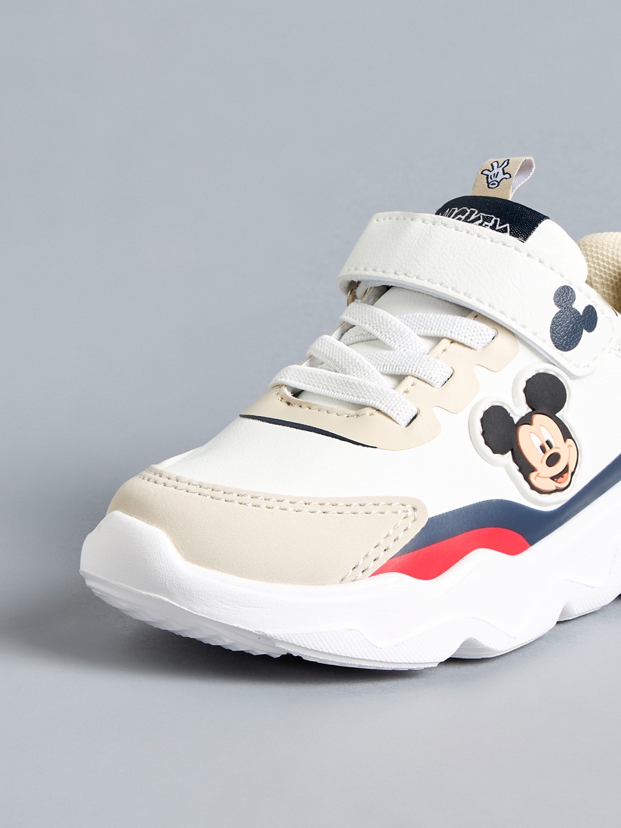 Mickey Mouse Applique Sneakers with Hook and Loop Closure