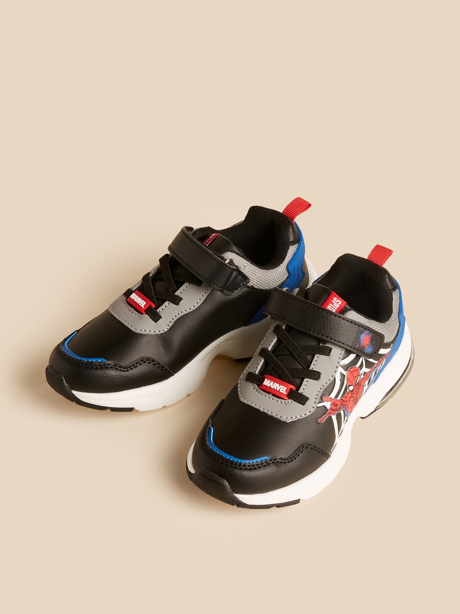Spider-Man Print Sneakers with Hook and Loop Closure