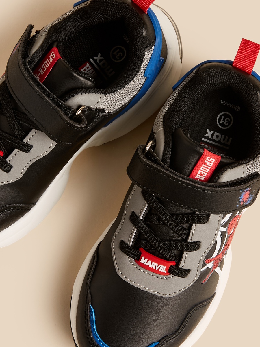 Spider-Man Print Sneakers with Hook and Loop Closure