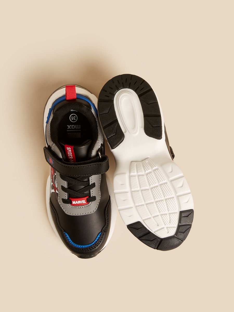 Spider-Man Print Sneakers with Hook and Loop Closure