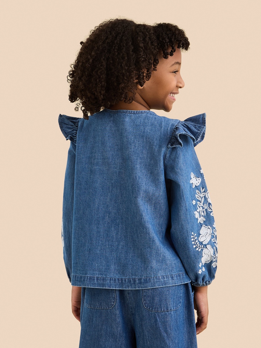 Floral Embroidered Denim Shirt