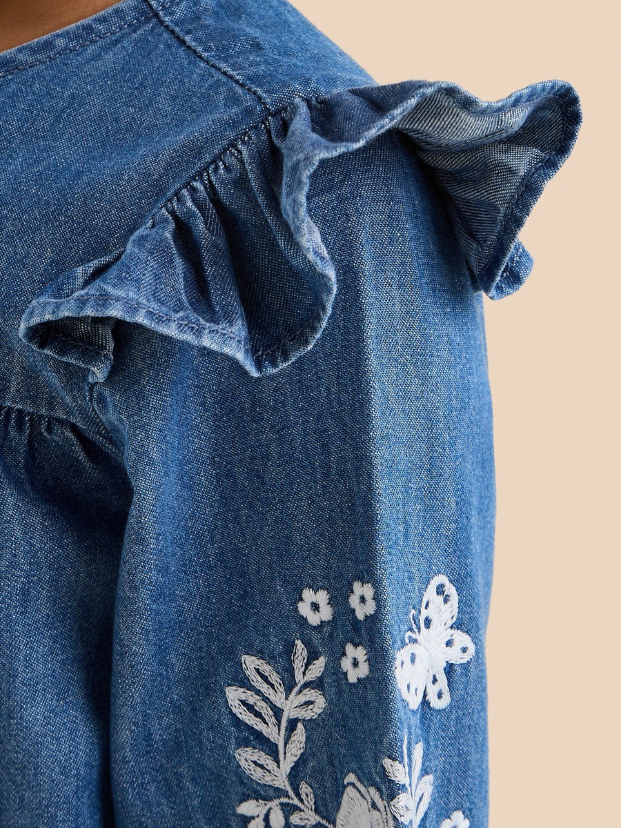 Floral Embroidered Denim Shirt