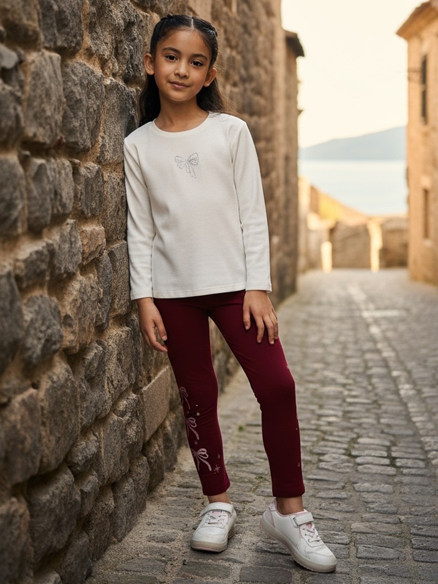 Brushed Side Bow Print Leggings