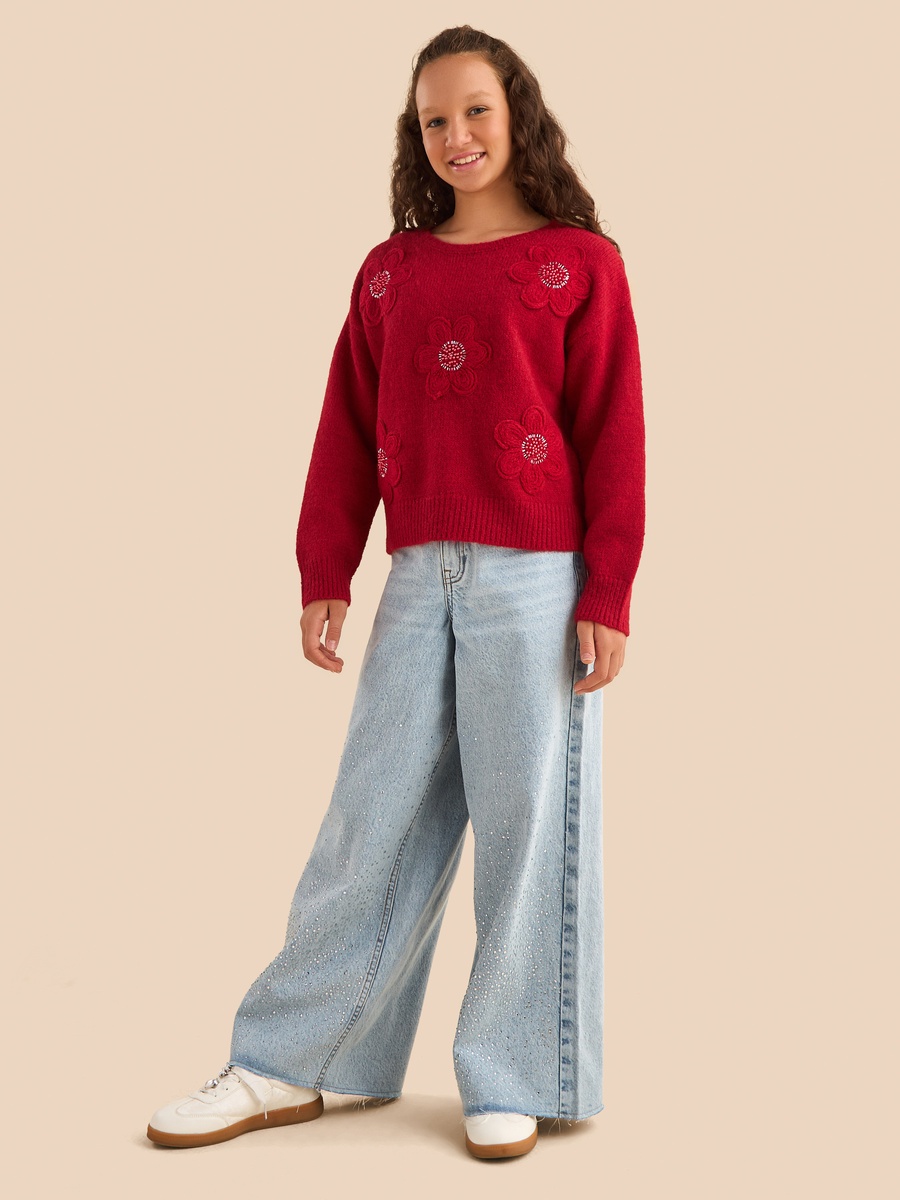 Embellished Wide Leg Jeans