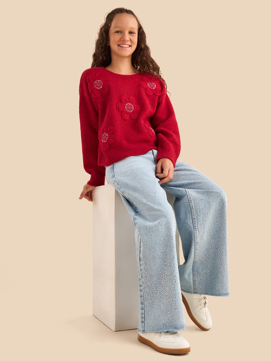 Embellished Wide Leg Jeans
