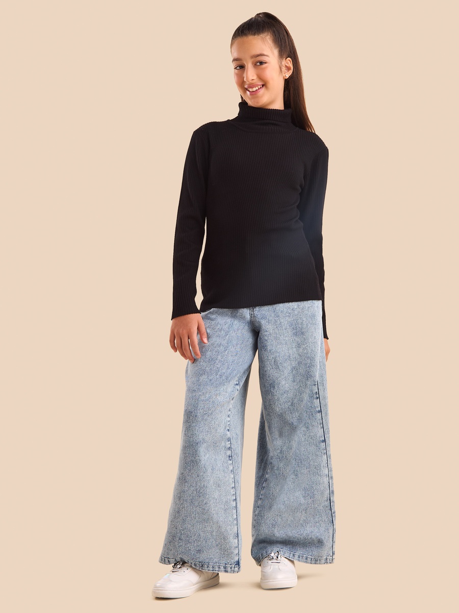 Floral Embroidered Wide Leg Jeans
