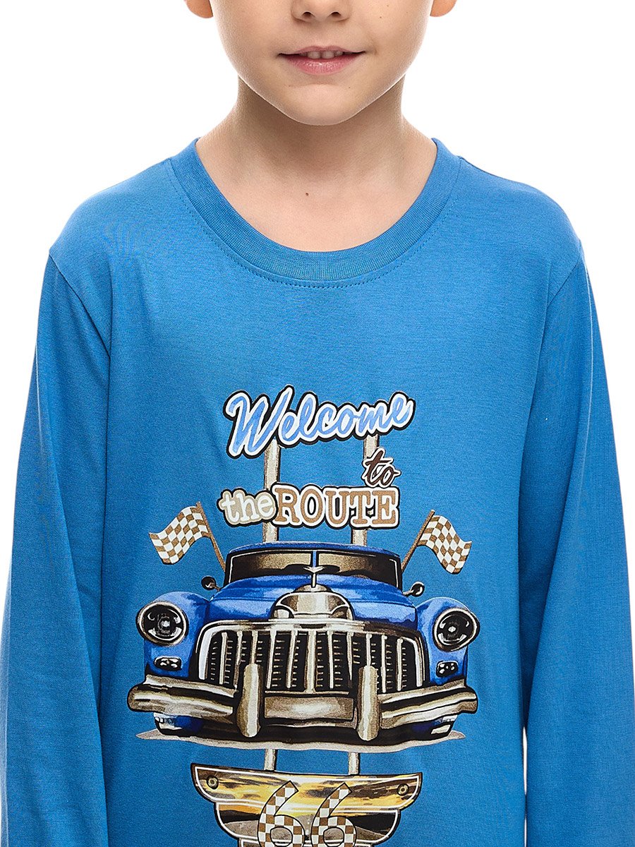 Boys Blue Route 66 Graphic T-Shirt