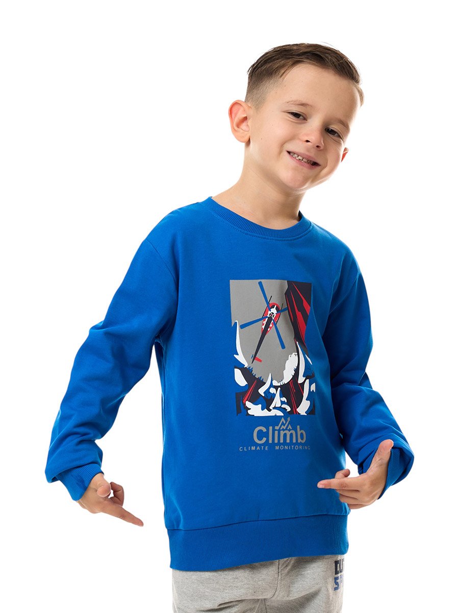 Boys Blue Graphic Print Cotton Sweatshirt