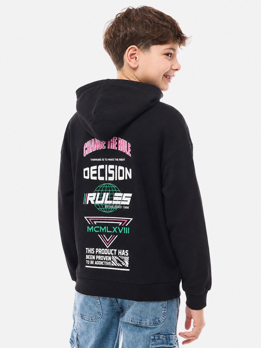 Teens Black Back Graphic Hoodie