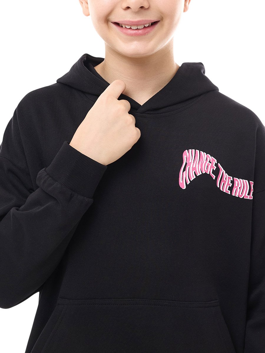 Teens Black Back Graphic Hoodie