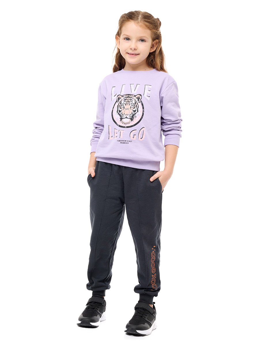 Girls Purple Tiger Graphic Print Sweatshirt