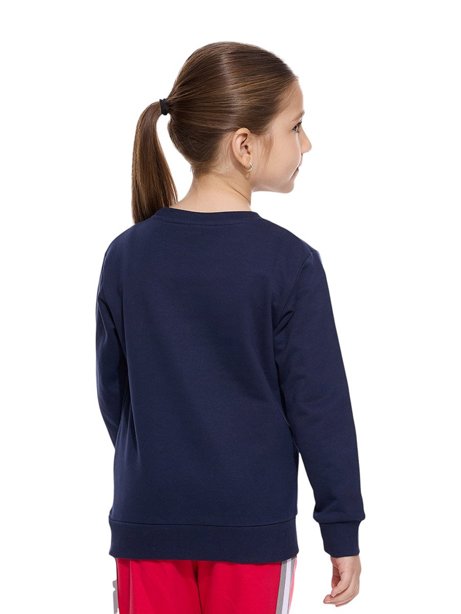 Girls Navy Blue Sequined Heart Sweatshirt
