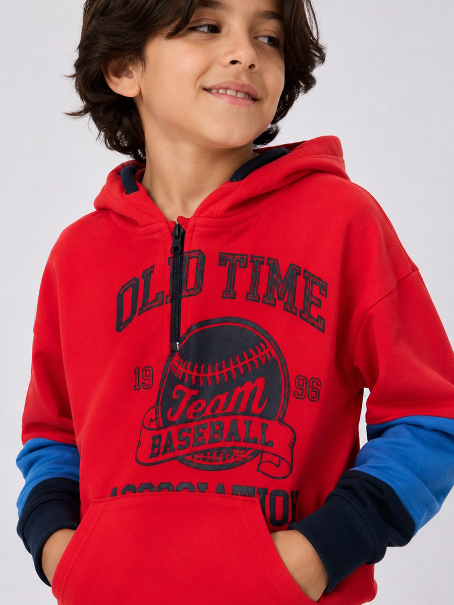 Boys Multi-Color Printed Hoodie and Cuffed He Pnats Set