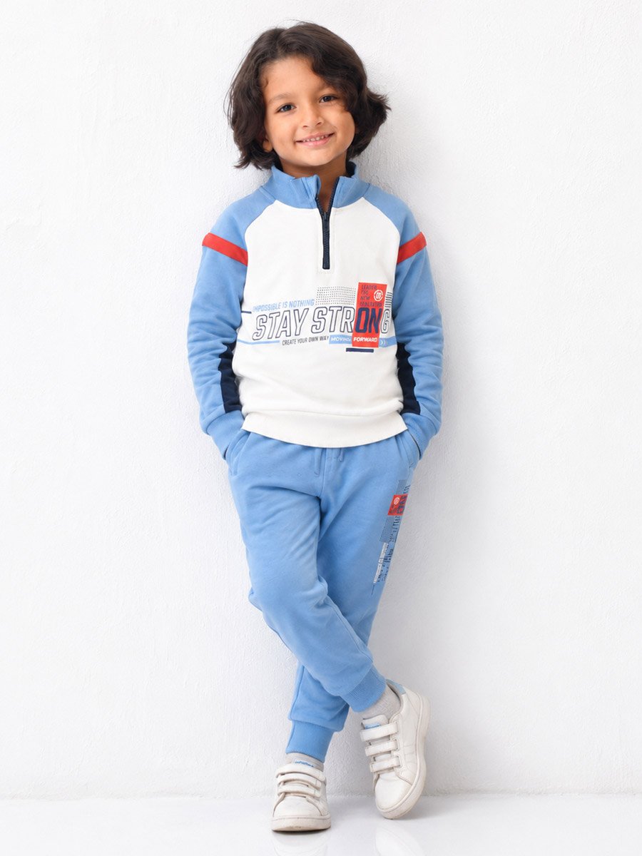 Boys Blue Raglan Sleeve Sweatshirt and Joggers Set