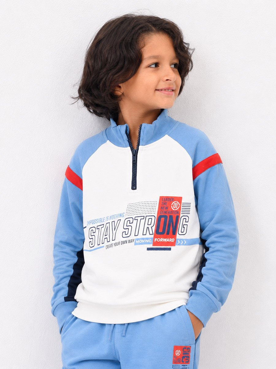 Boys Blue Raglan Sleeve Sweatshirt and Joggers Set