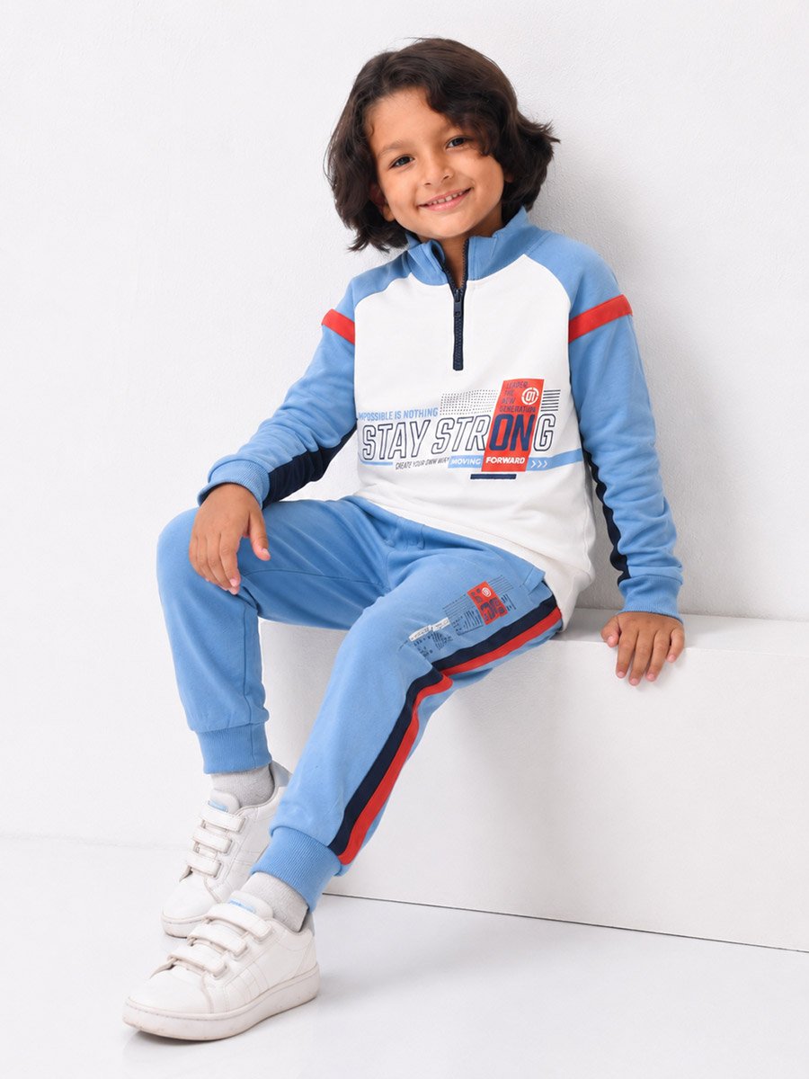 Boys Blue Raglan Sleeve Sweatshirt and Joggers Set