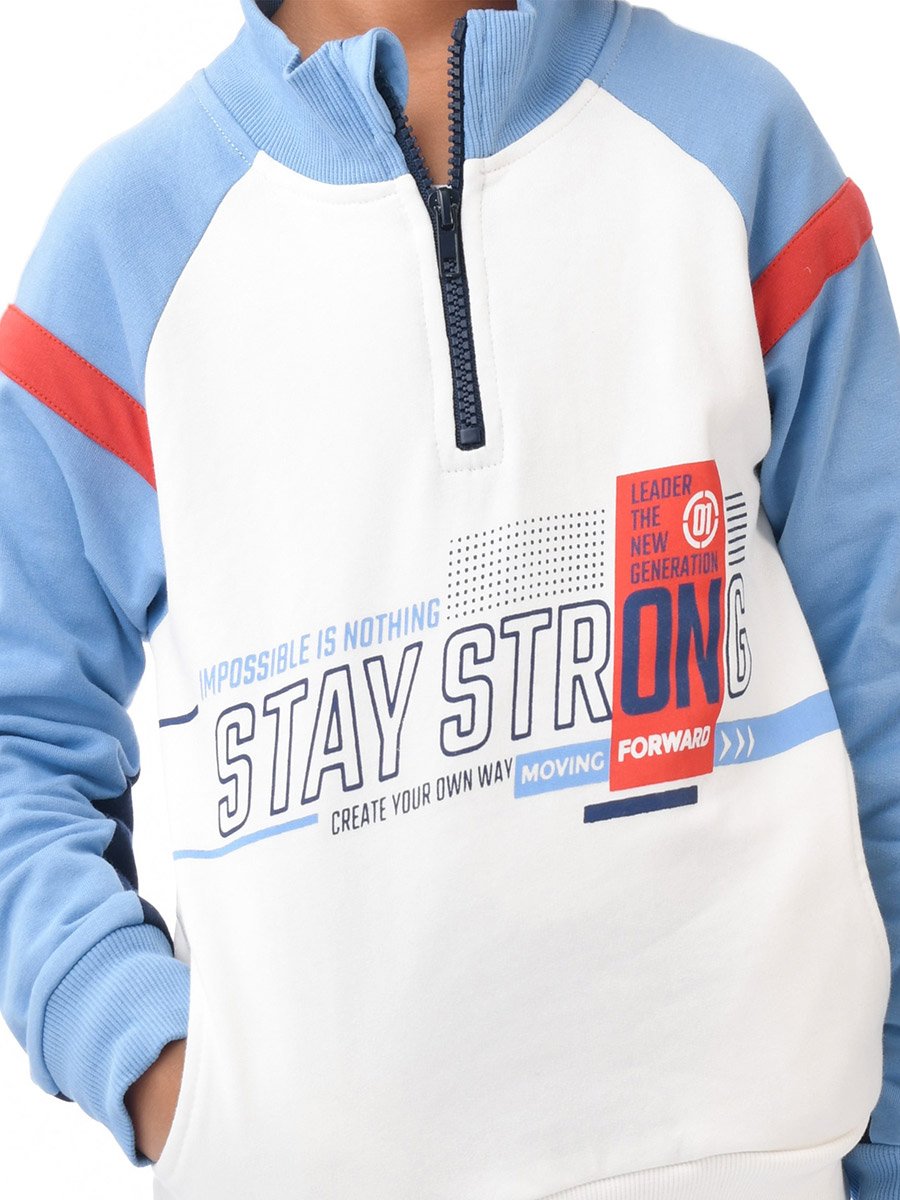 Boys Blue Raglan Sleeve Sweatshirt and Joggers Set