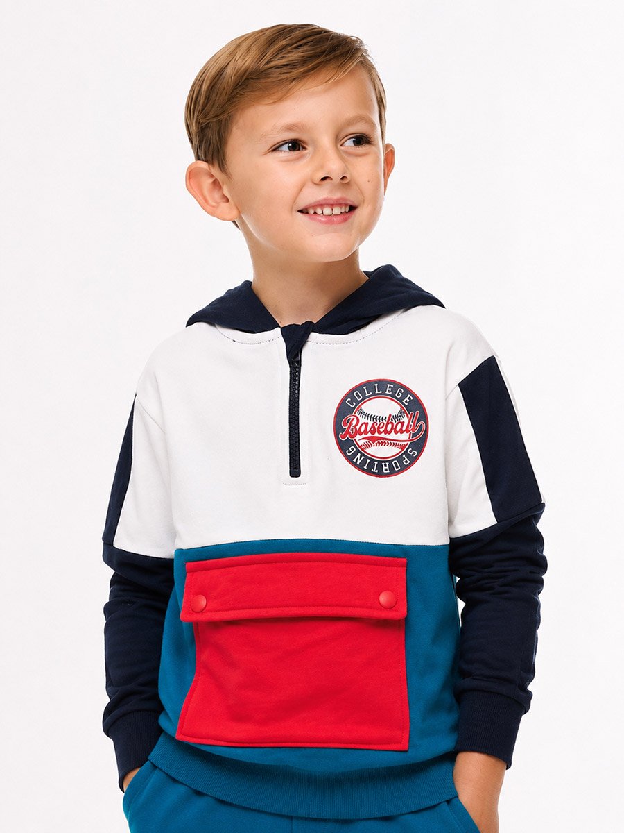 Boys Multi Color Block Hoodie and Joggers Set