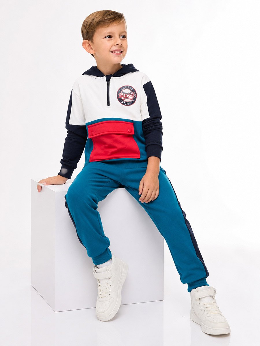Boys Multi Color Block Hoodie and Joggers Set
