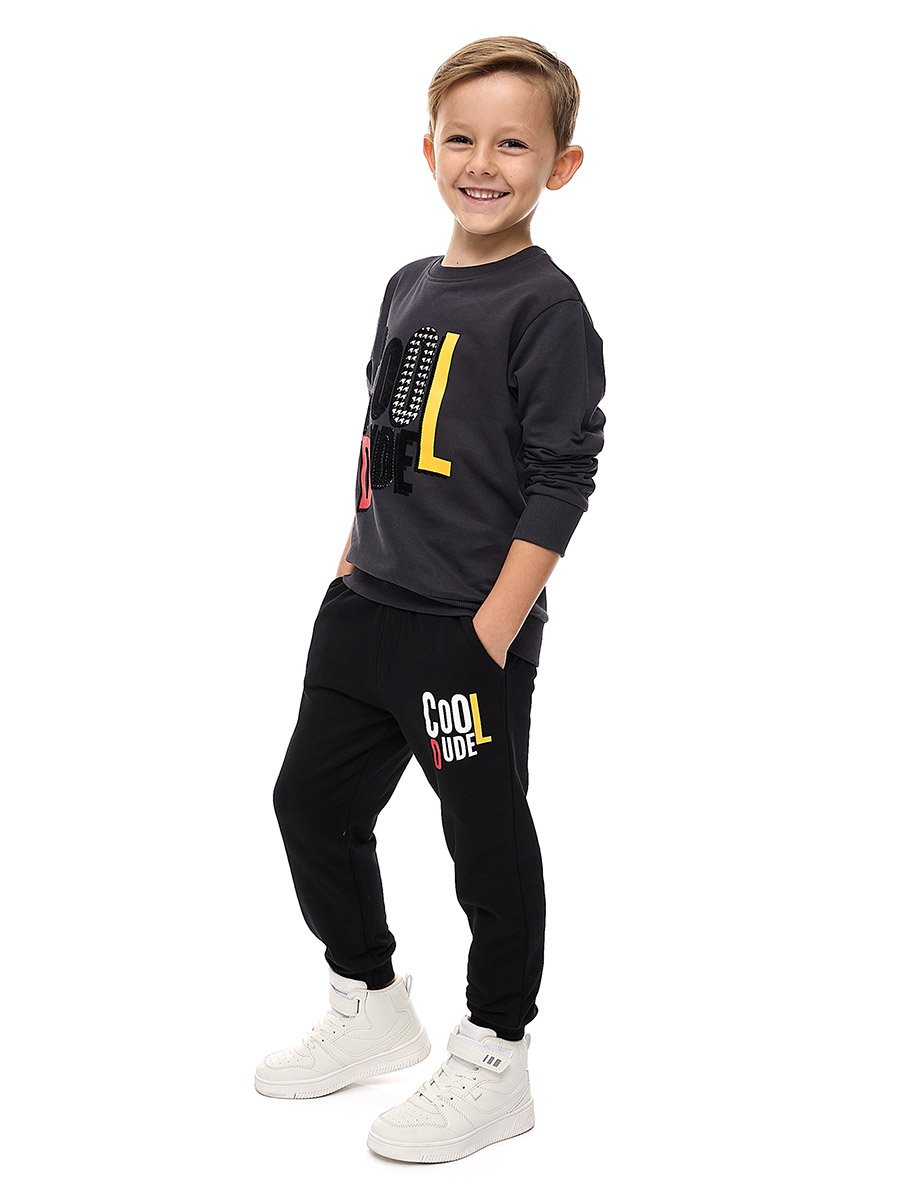 Boys Black Graphic Sweatshirt and Joggers Set