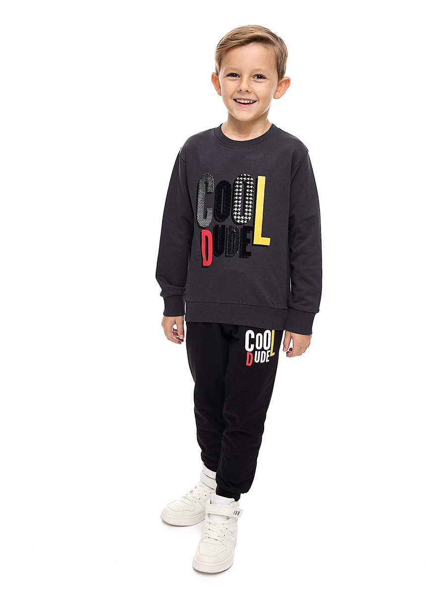 Boys Black Graphic Sweatshirt and Joggers Set