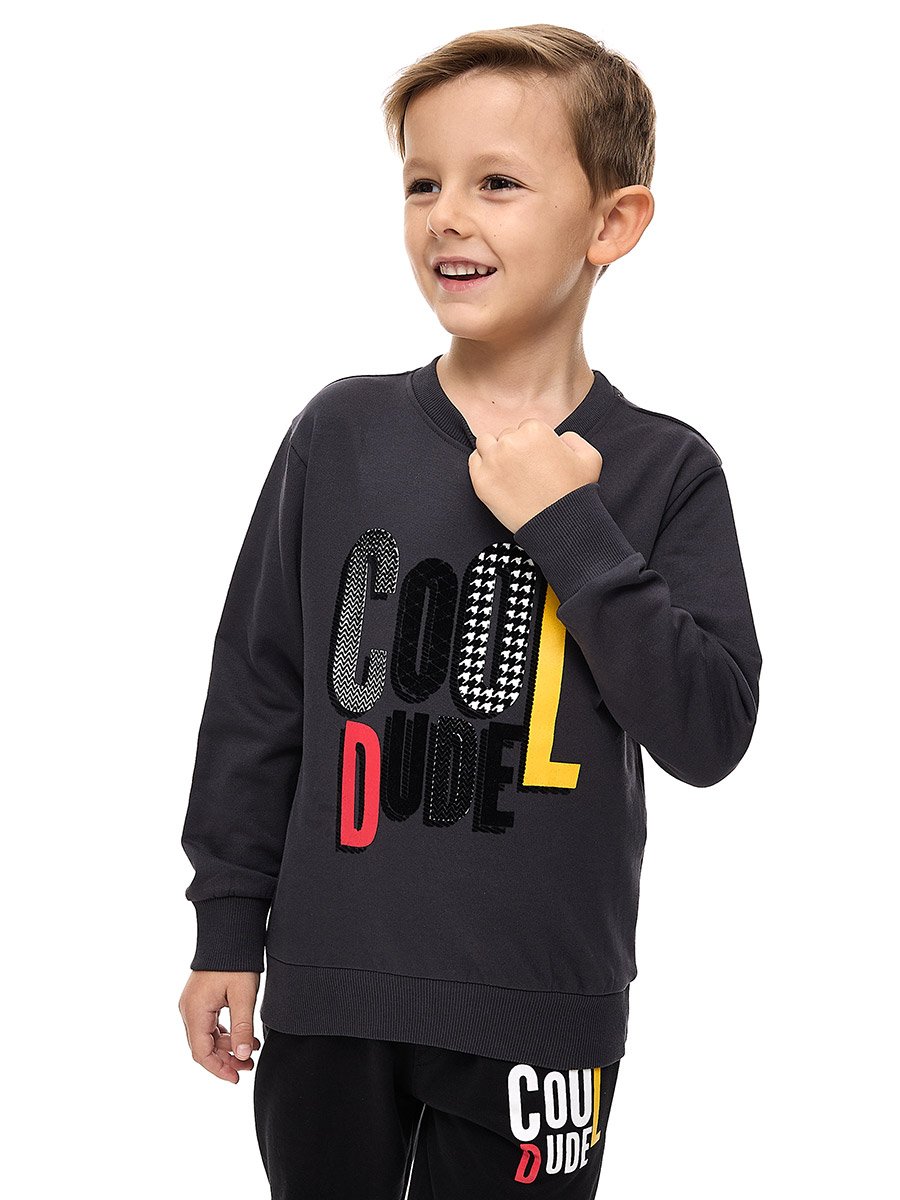 Boys Black Graphic Sweatshirt and Joggers Set