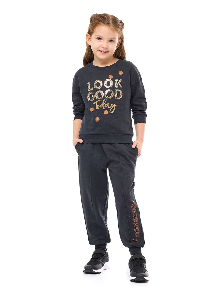 Girls Sequined Sweatshirt and Joggers Set