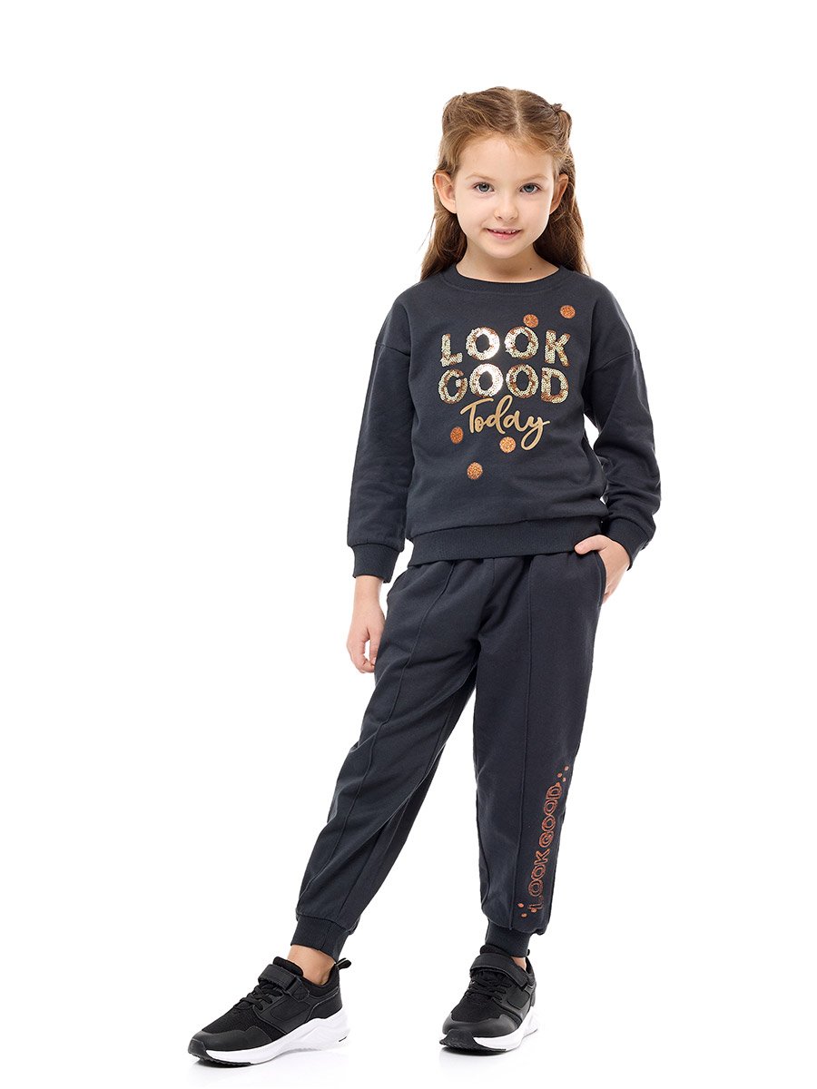 Girls Sequined Sweatshirt and Joggers Set
