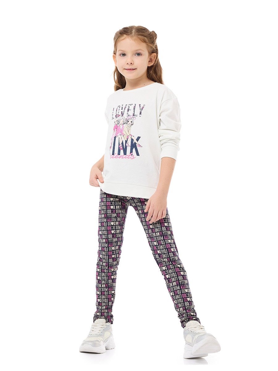 Girls Glitter Graphic Top and Leggings Set