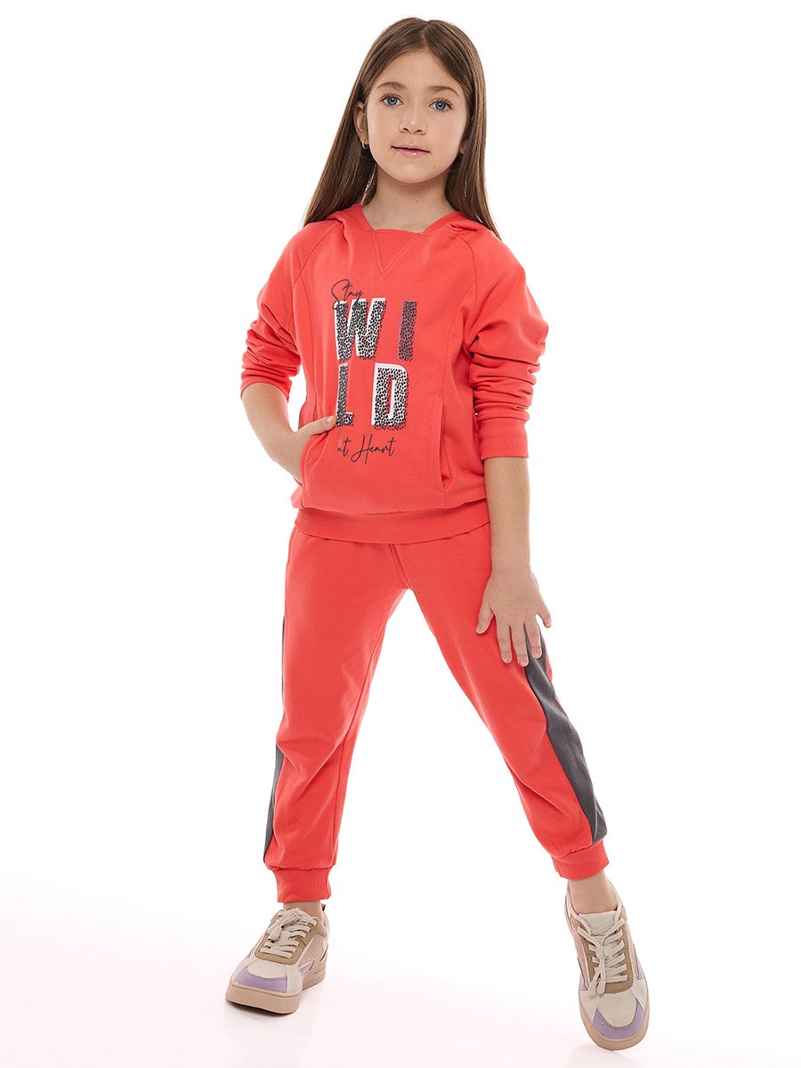 Girls Coral Graphic Hoodie and Joggers Set