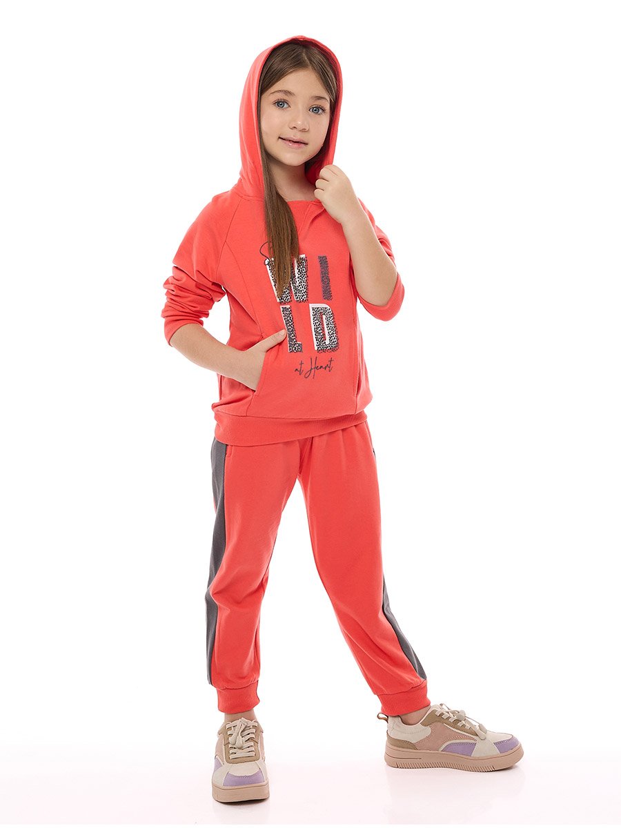 Girls Coral Graphic Hoodie and Joggers Set