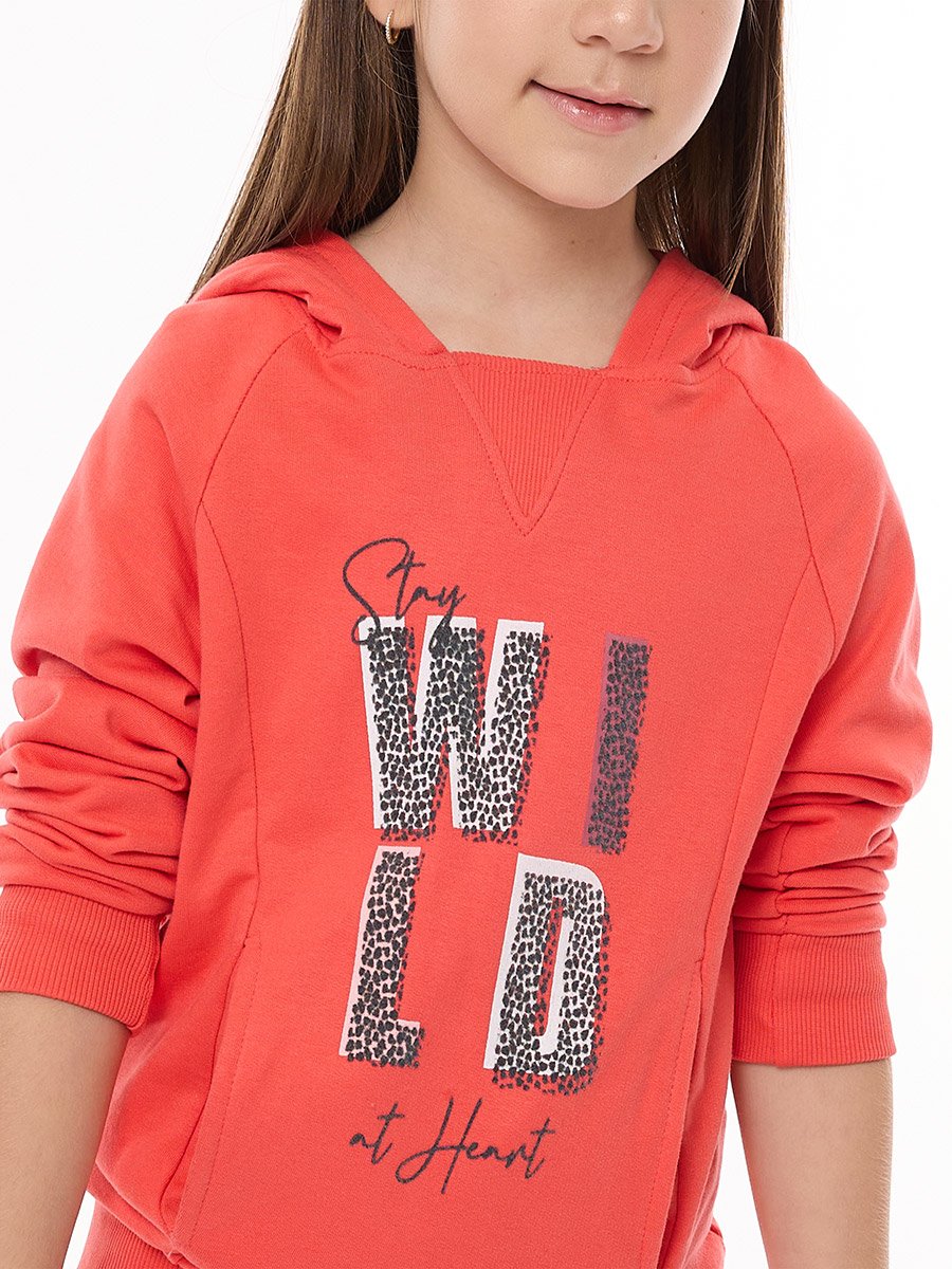 Girls Coral Graphic Hoodie and Joggers Set