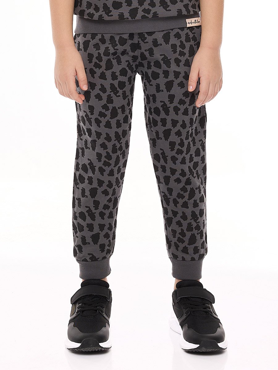 Girls Charcoal Animal Print Sweatshirt and Joggers Set
