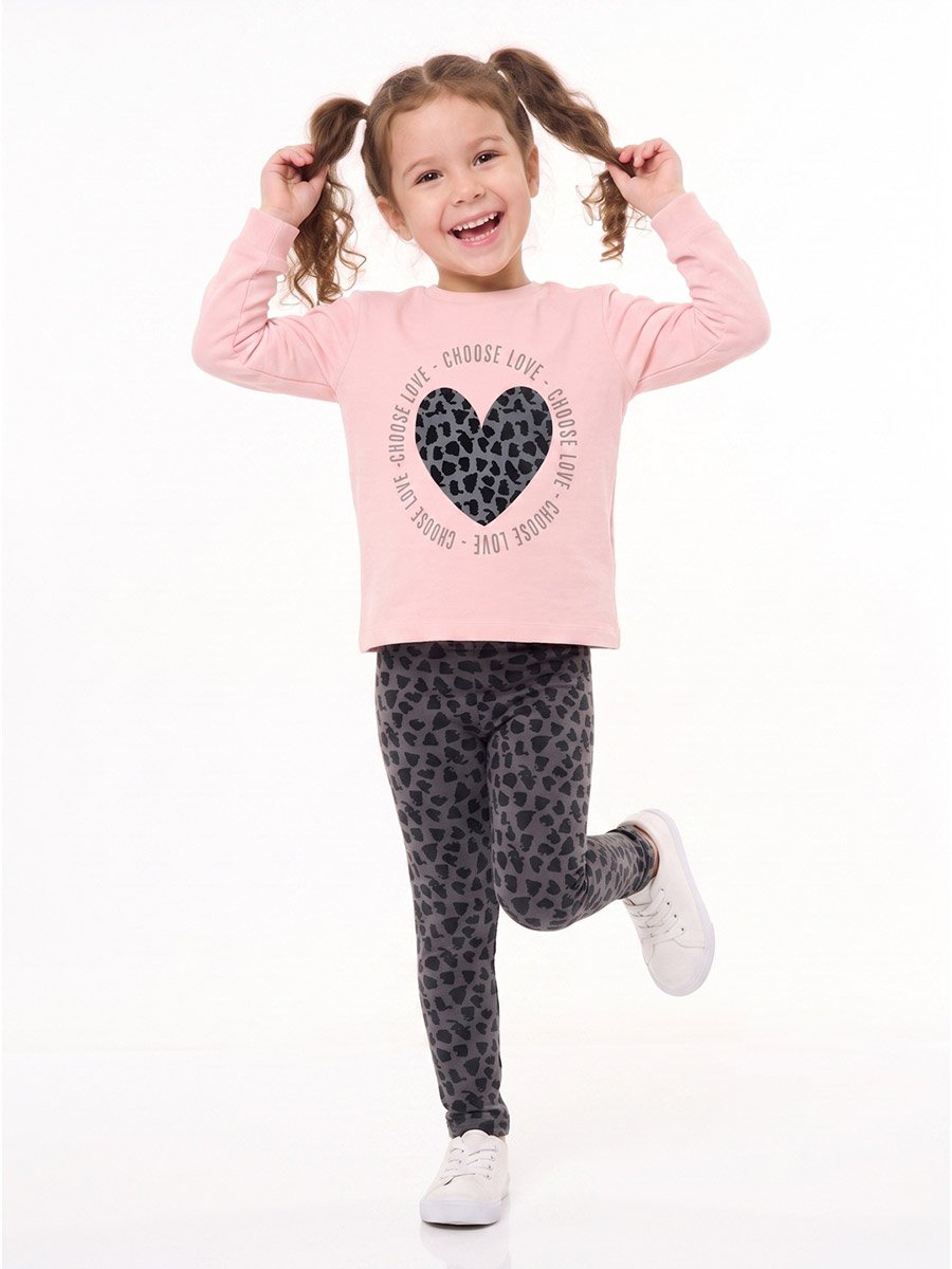 Girls Multi Heart Print Top and Leggings Set