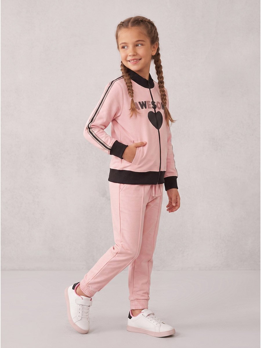 Girls Heart Print Sweatshirt and Joggers Set
