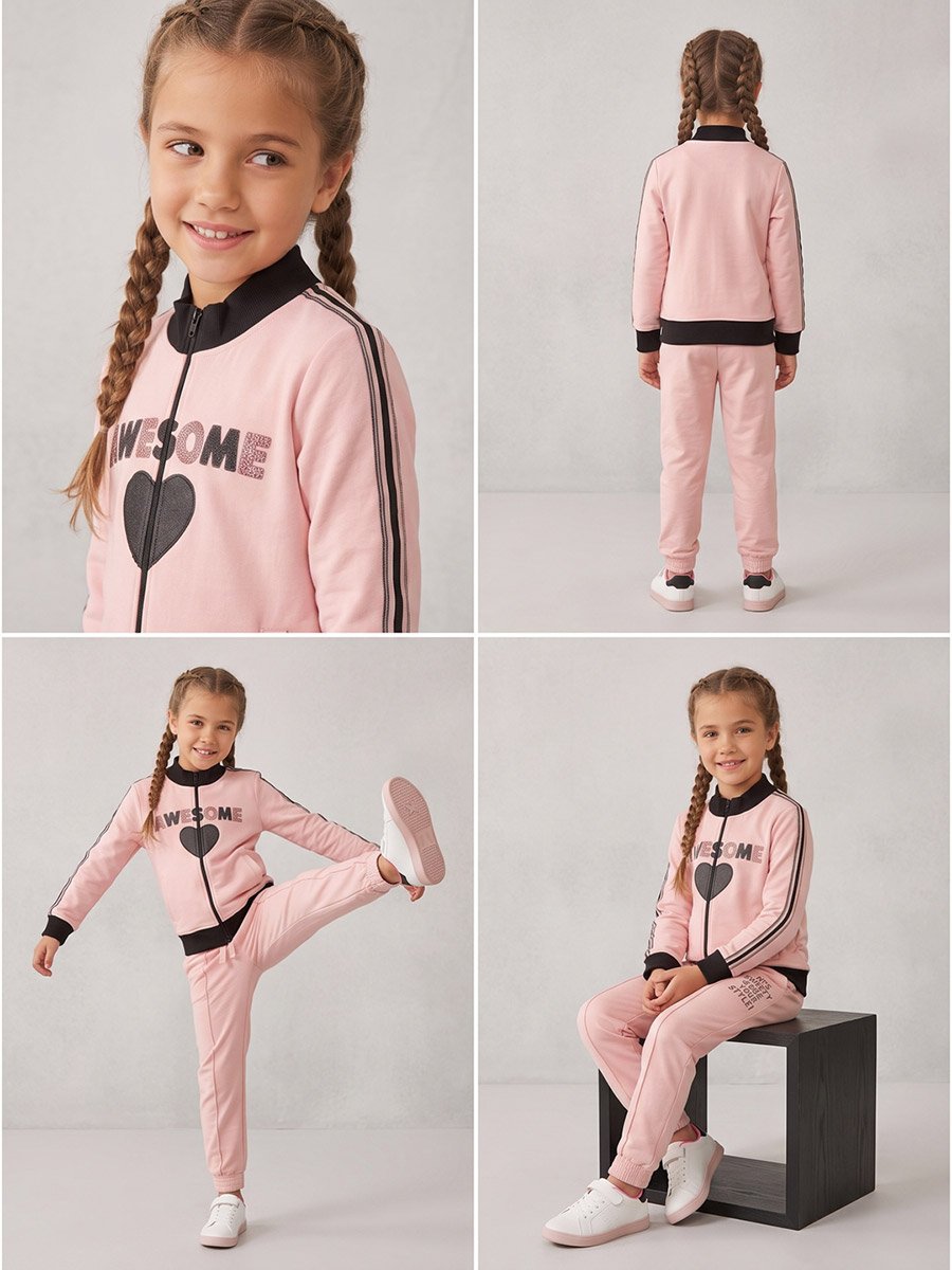 Girls Heart Print Sweatshirt and Joggers Set