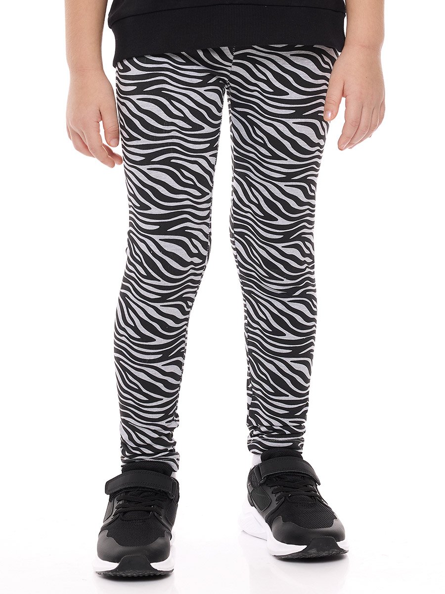 Girls Black Animal Print Hoodie and Leggings Set