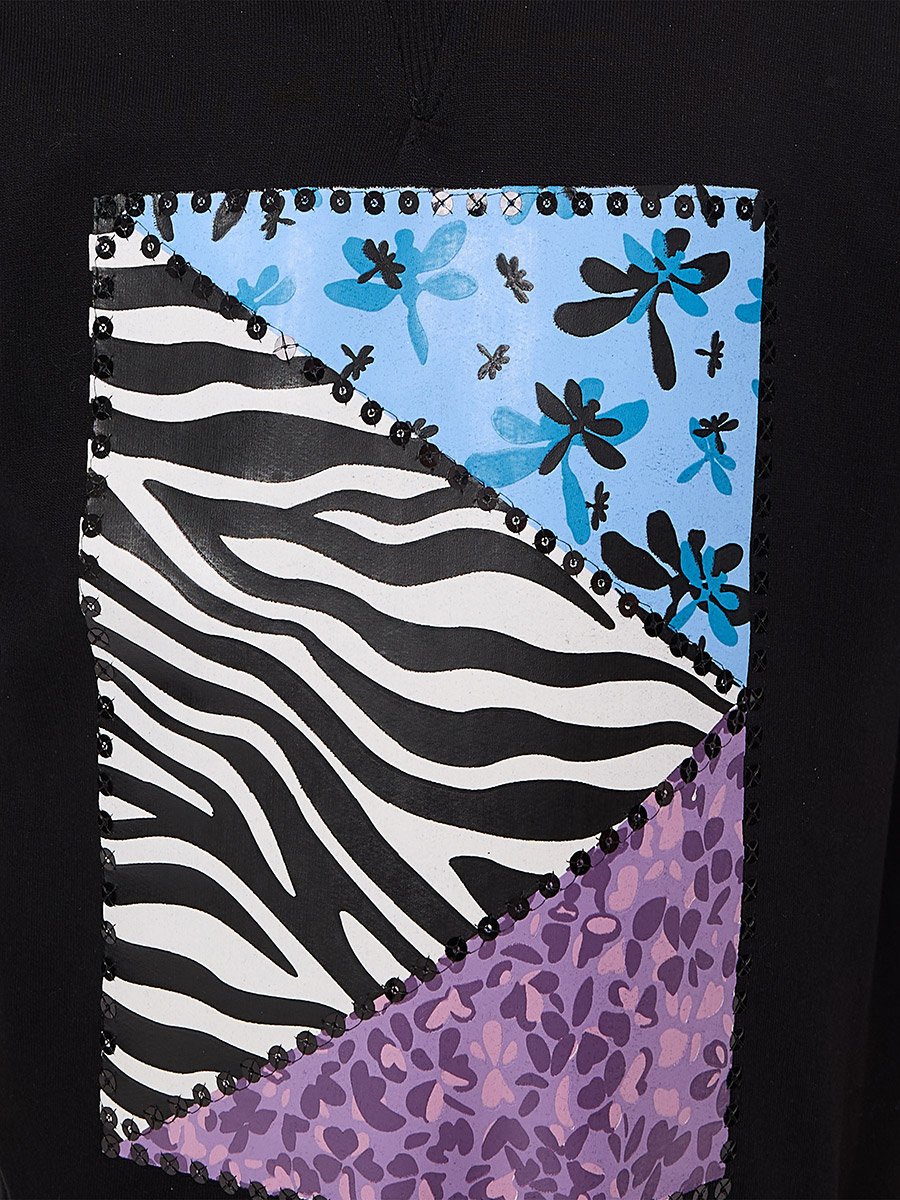 Girls Black Animal Print Hoodie and Leggings Set