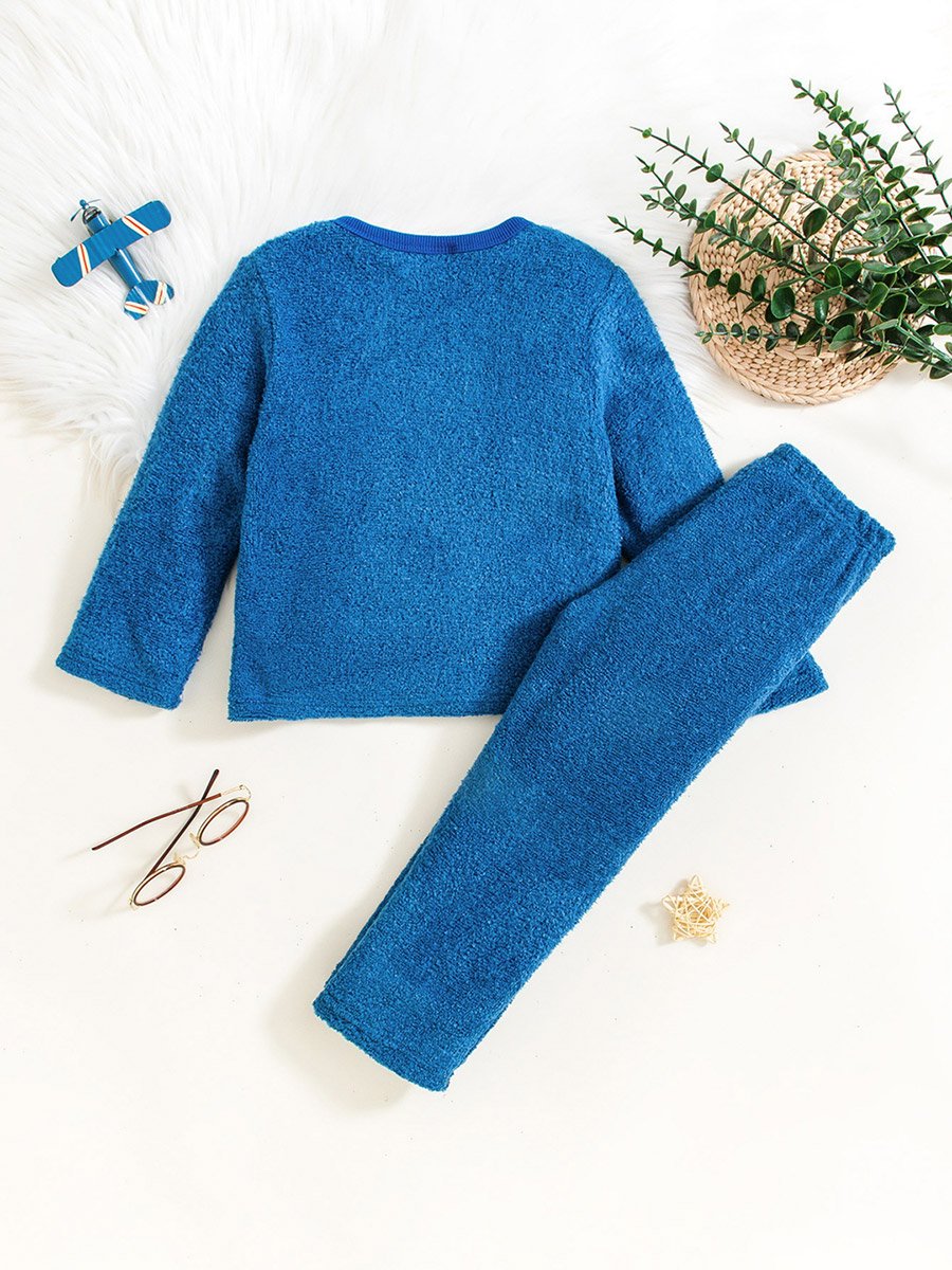 Graphic Embroidery Round Neck Top with Long Pyjama Set