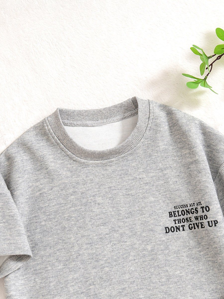 Slogan Print Round Neck Top with Long Pyjama Set