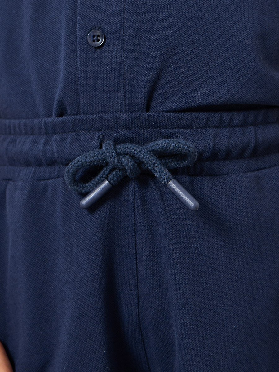 Boys Navy Knit Polo T-Shirt and Shorts Set