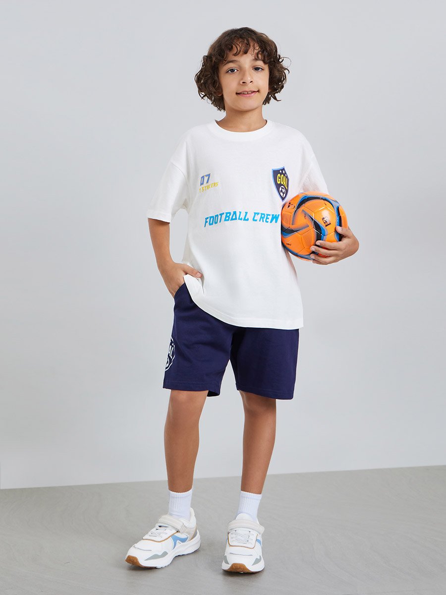 Boys Football Graphic T-Shirt and Shorts Set