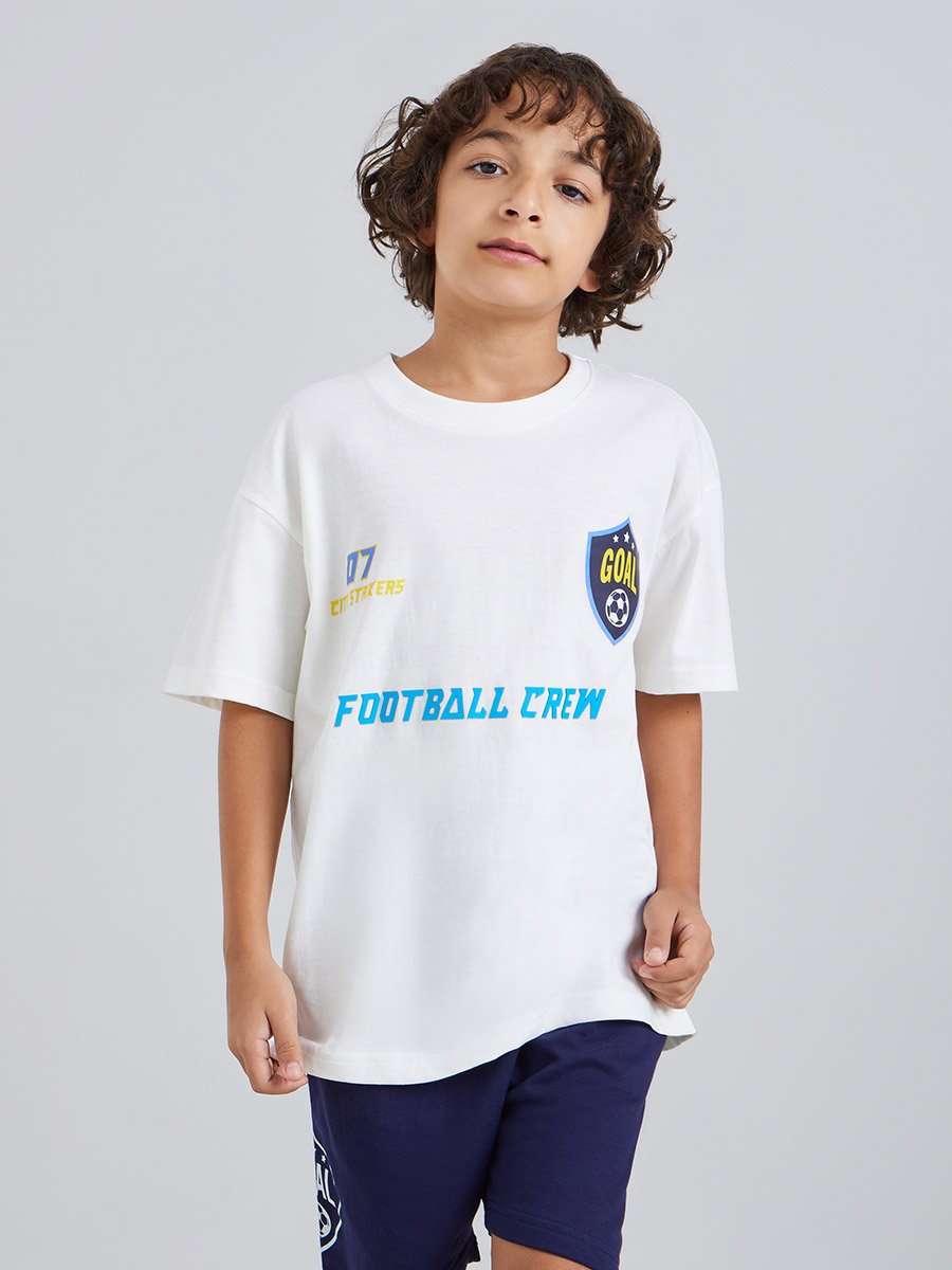 Boys Football Graphic T-Shirt and Shorts Set