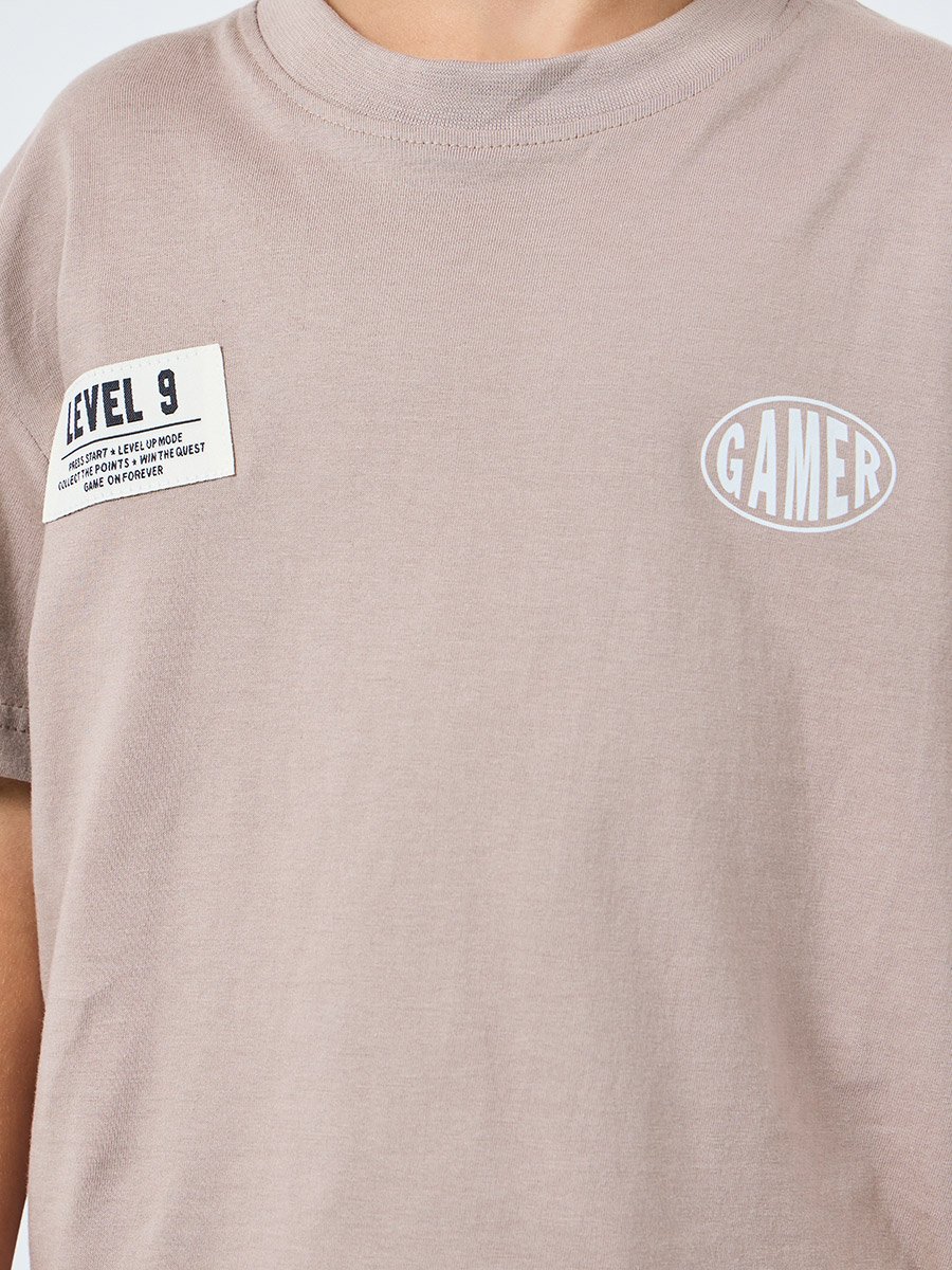 Boys Grey Cotton T-Shirt and Shorts Set