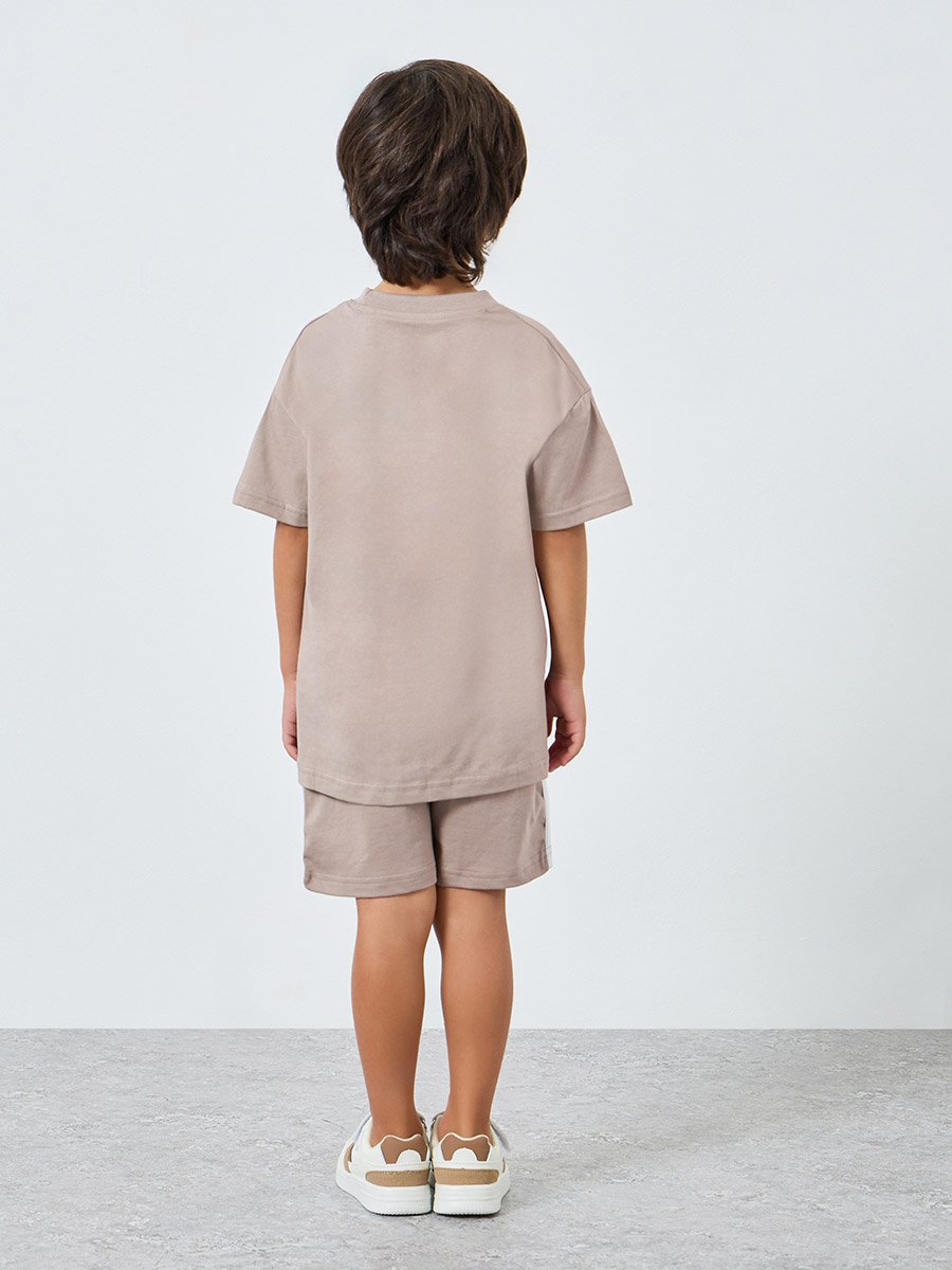 Boys Grey Cotton T-Shirt and Shorts Set