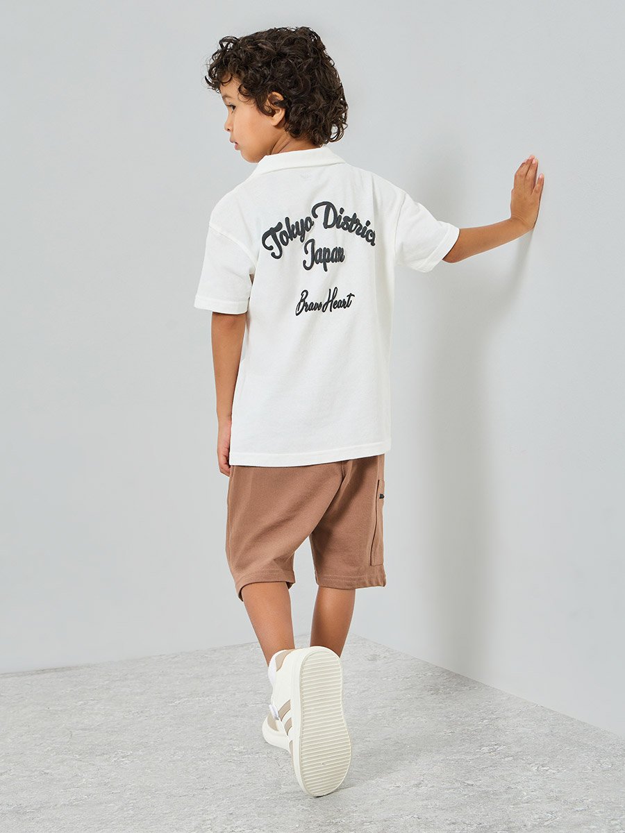 Toddler Boy Jersey shirt with front and back graphic with Shorts