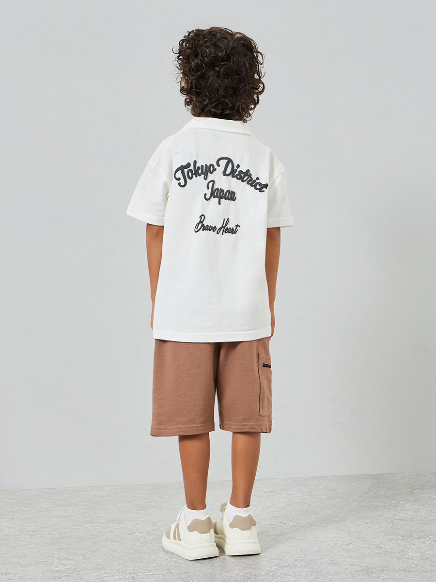 Toddler Boy Jersey shirt with front and back graphic with Shorts
