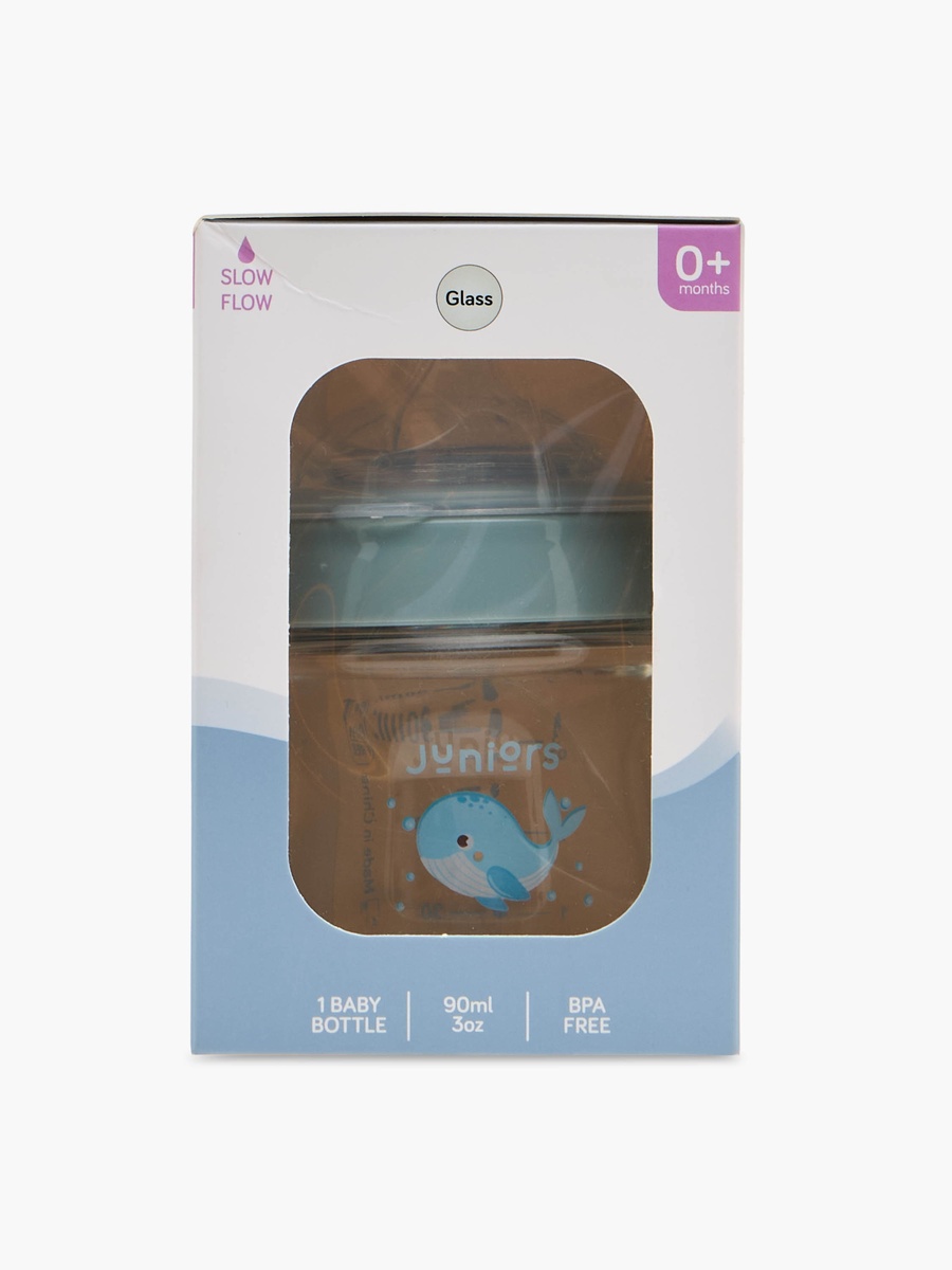 Just Like Nature 90 ml Glass Feeding Bottle with Anti-Colic Teat - Grey