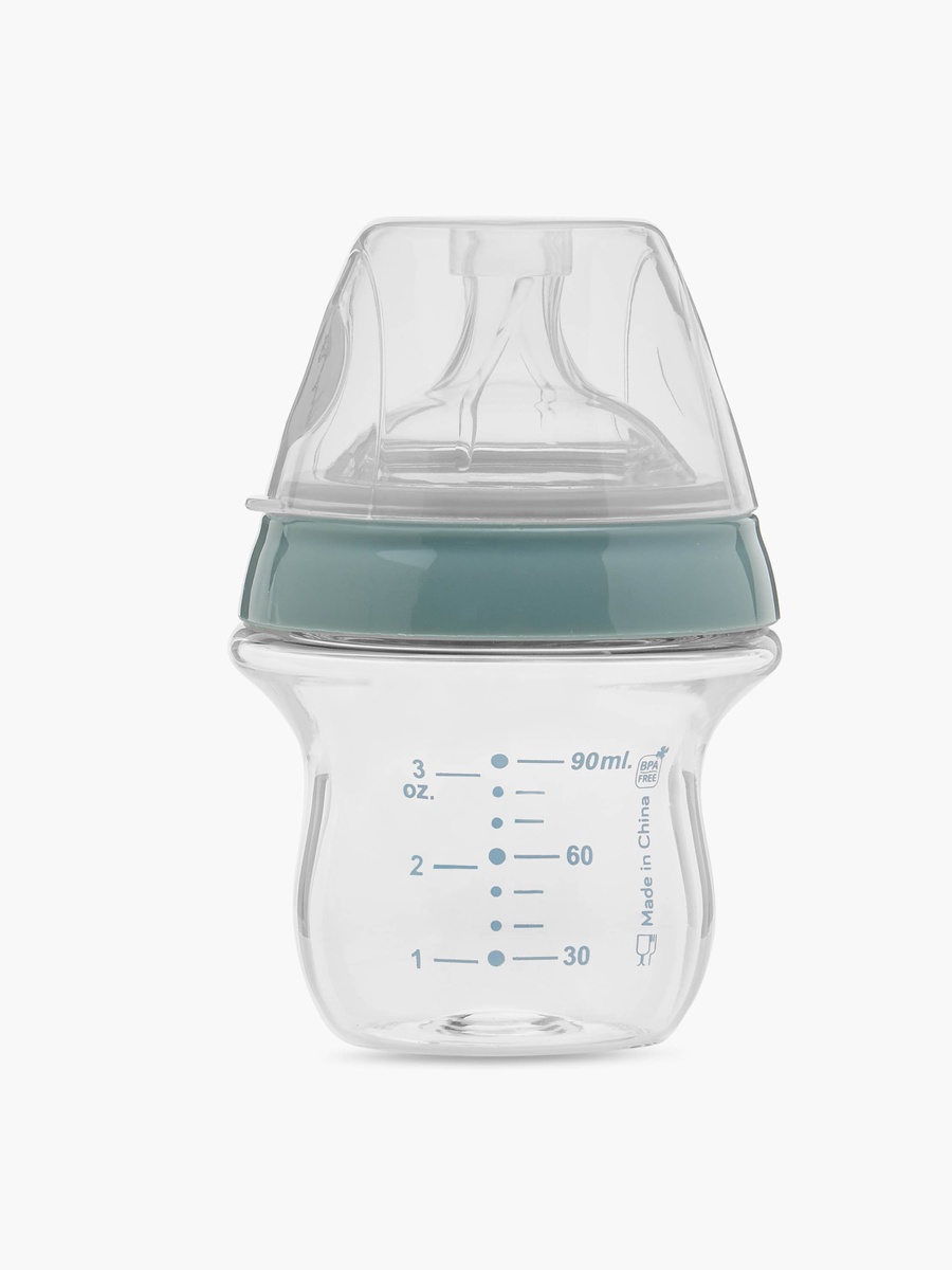 Just Like Nature 90 ml Glass Feeding Bottle with Anti-Colic Teat - Grey